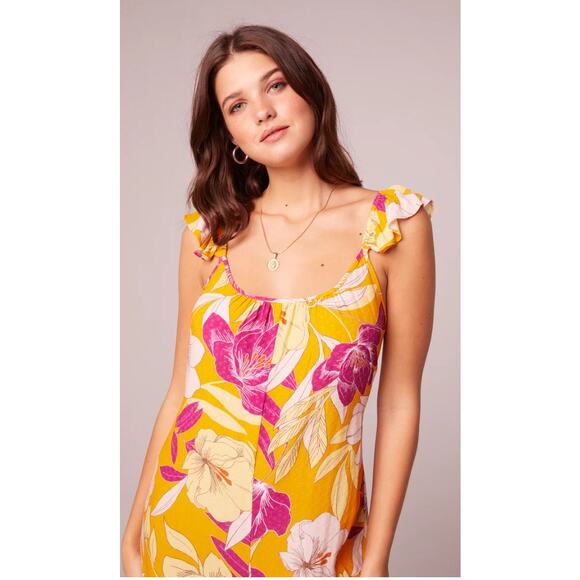 BAND OF THE FREE EUPHORIA‎ GOLD FUCHSIA FLORAL WIDE LEG JUMPSUIT M-NEW - Picture 3 of 6